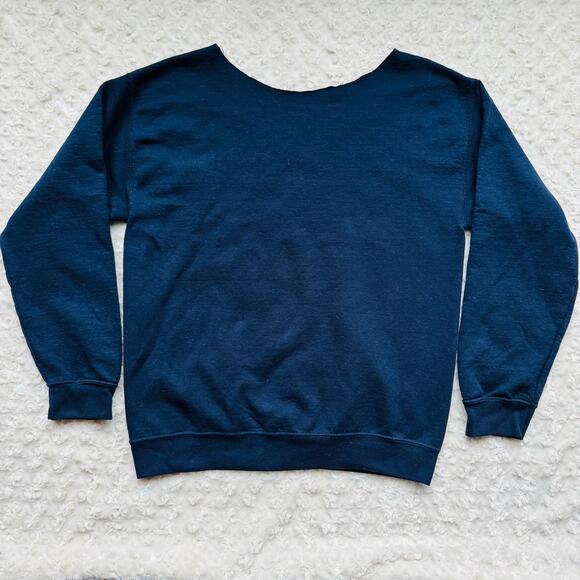 Duke University Blue Devils Navy Unisex Raw Hem Slouchy Collar Sweatshirt Medium - Picture 3 of 3